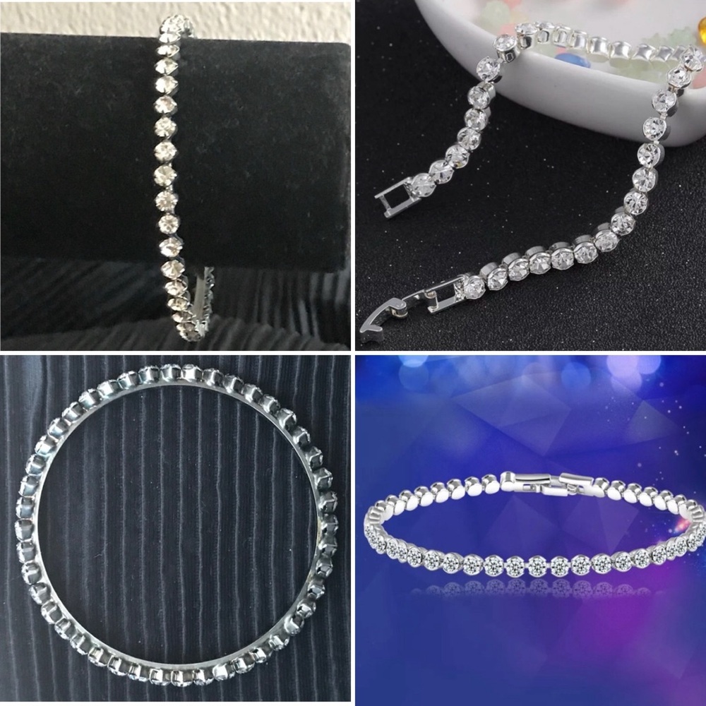 2 Classic Bracelets, 1 Tennis Bracelet, 1 Bangle with brilliant Crystals